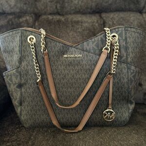 Michael Kors Black and Brown Signature Tote